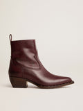 Womens's low Debbie boots in burgundy leather| Golden Goose