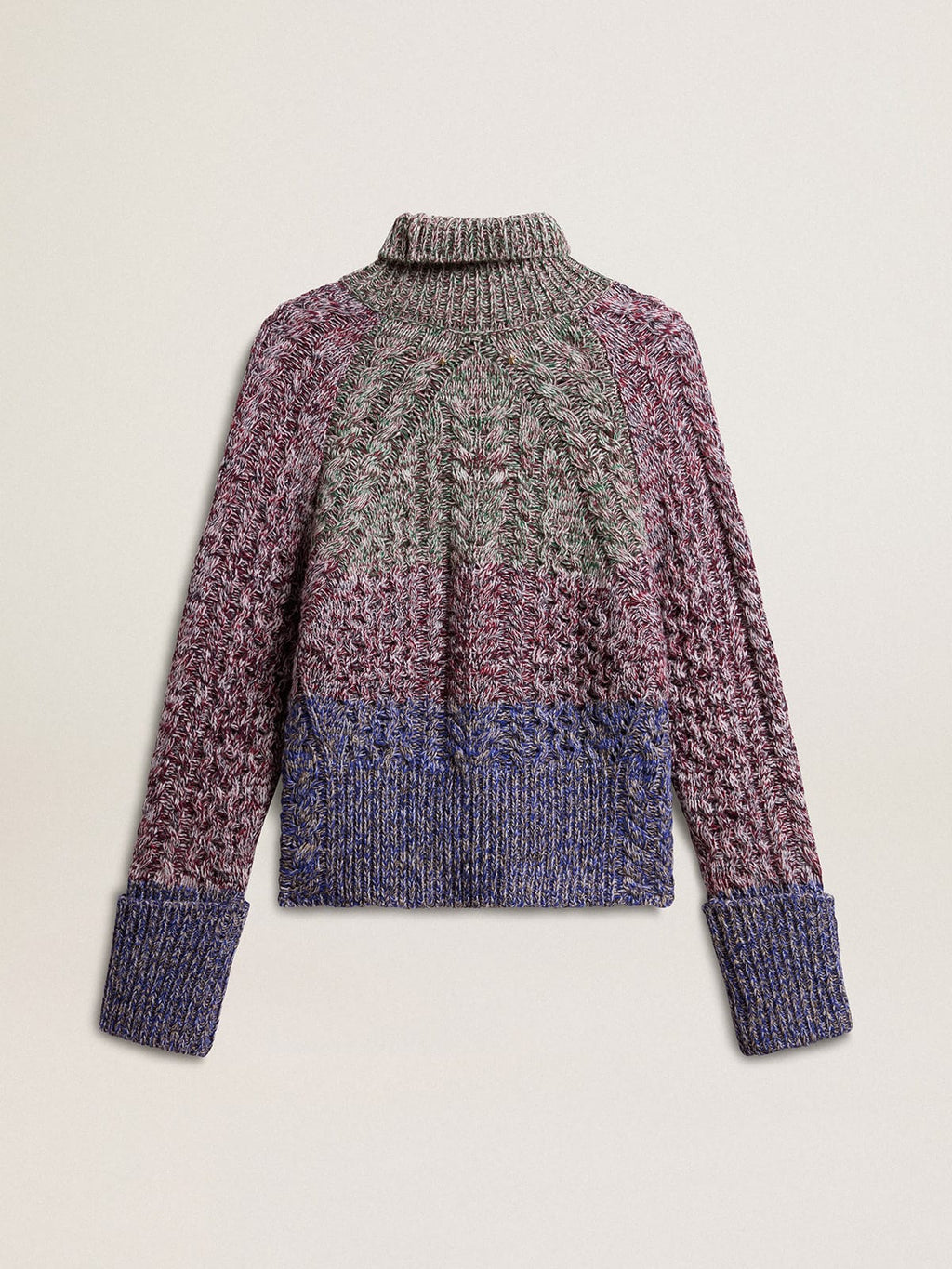 Women's multicolored high neck sweater with mouliné yarn