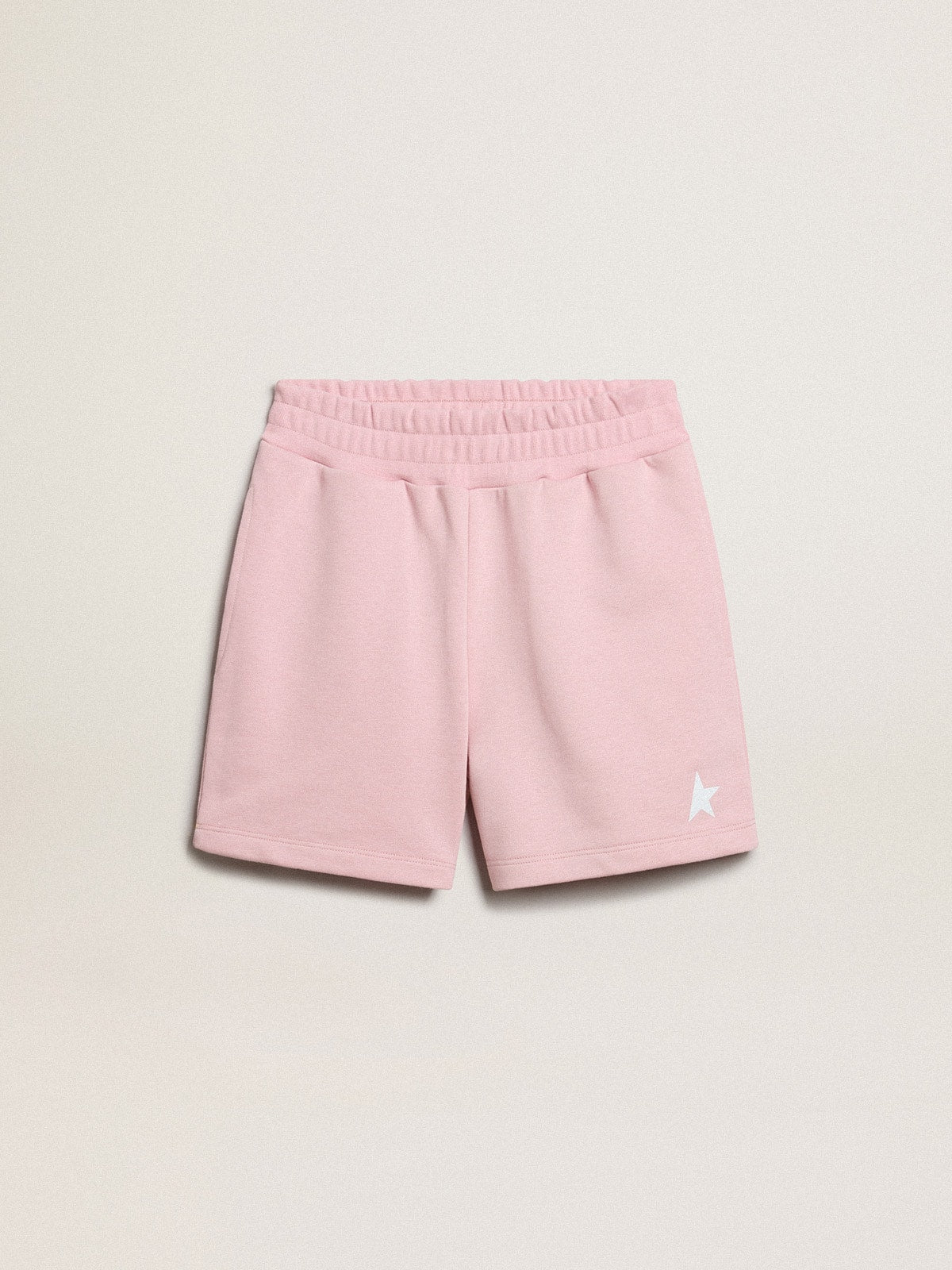 Girls' shorts in pink with white star| Golden Goose