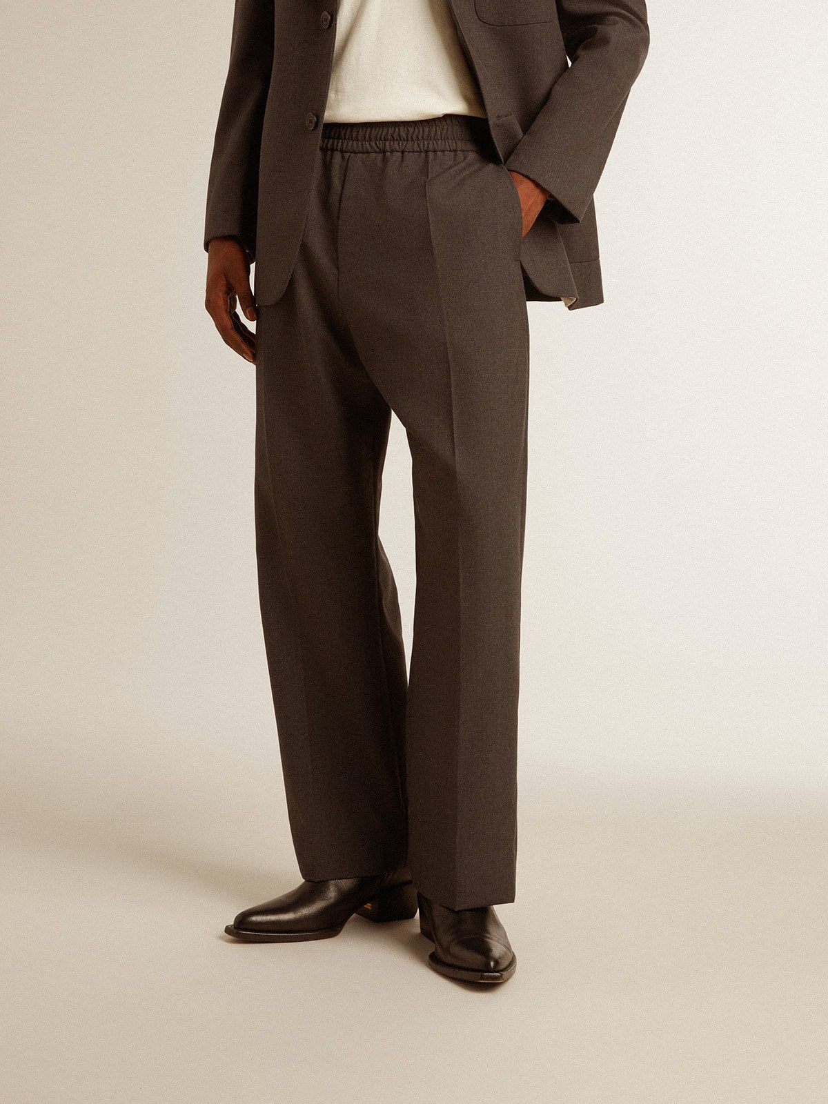 Men's soft pants in anthracite gray wool