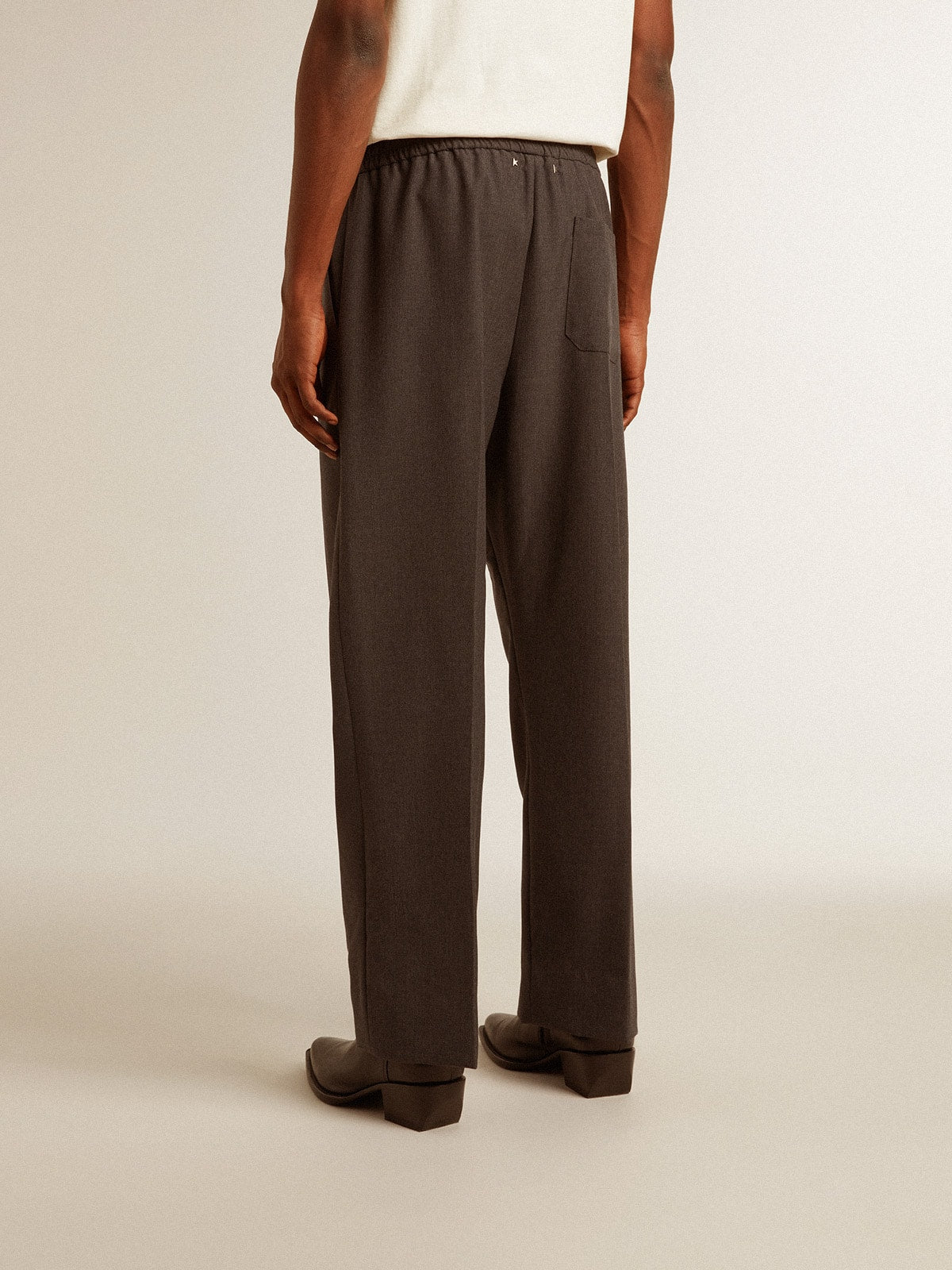 Men's soft pants in anthracite gray wool