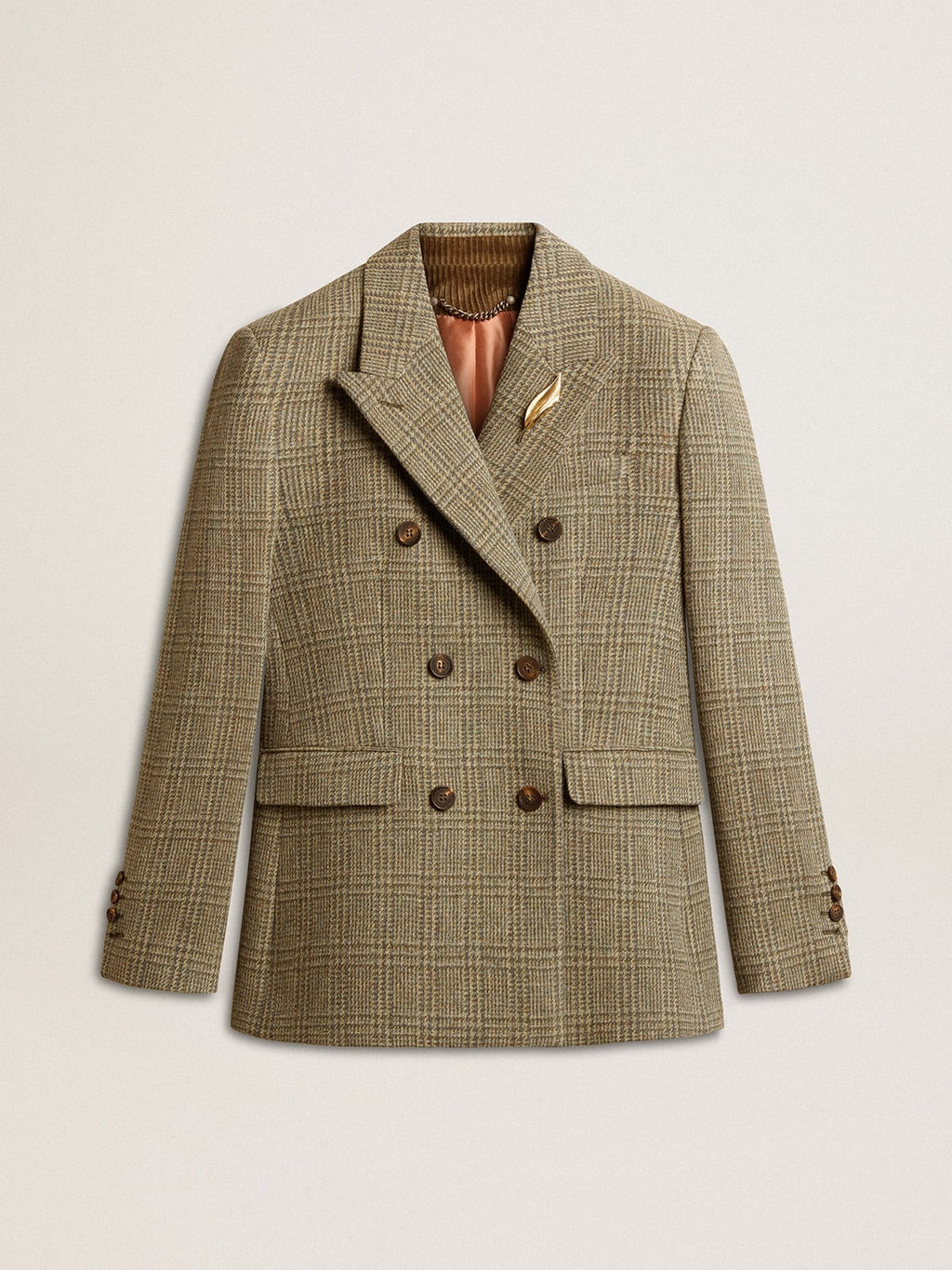 Women's double-breasted blazer in Shetland wool