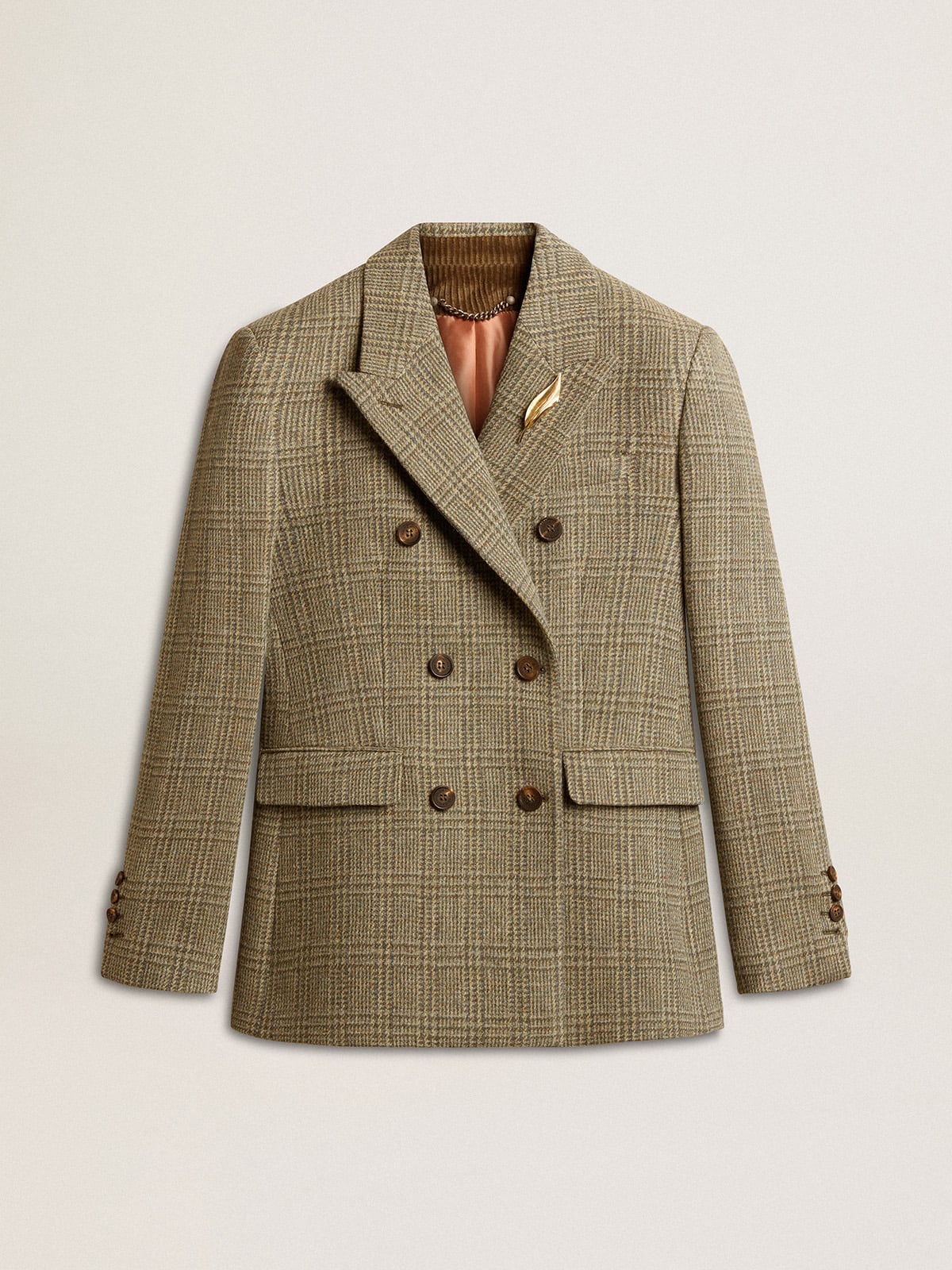 Women's double-breasted blazer in Shetland wool