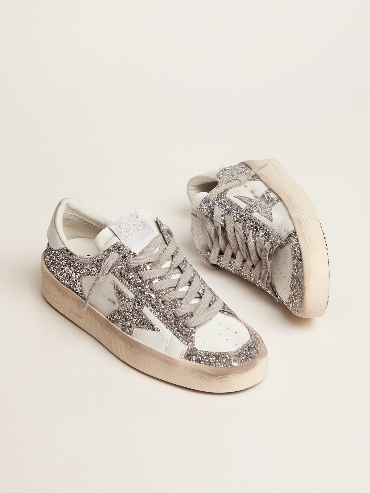 Women's Stardan sneakers with silver glitter| Golden Goose