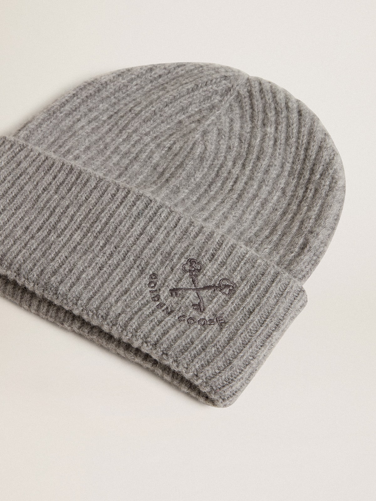 Gray ribbed wool beanie| Golden Goose