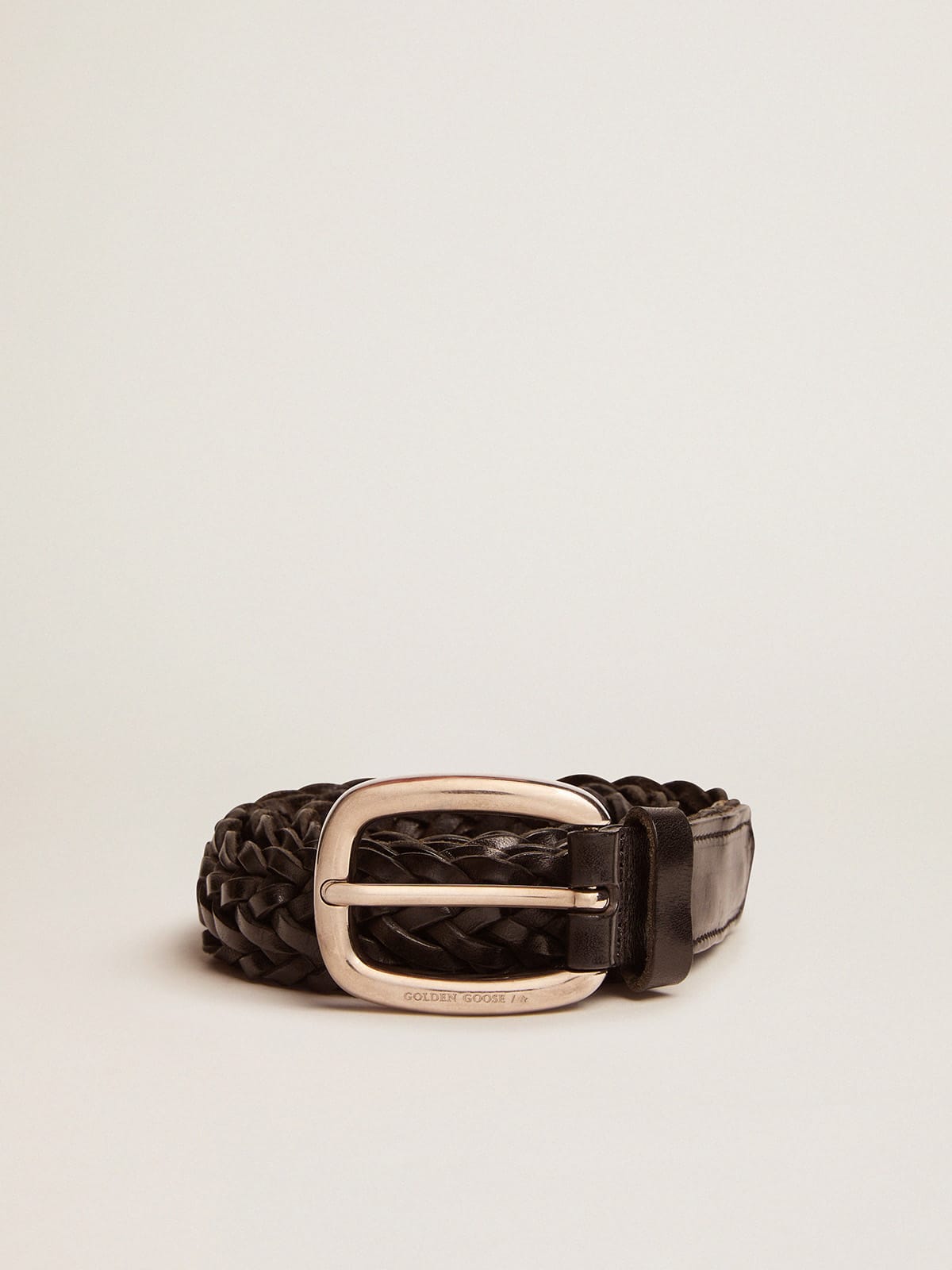 Men's black leather belt| Golden Goose