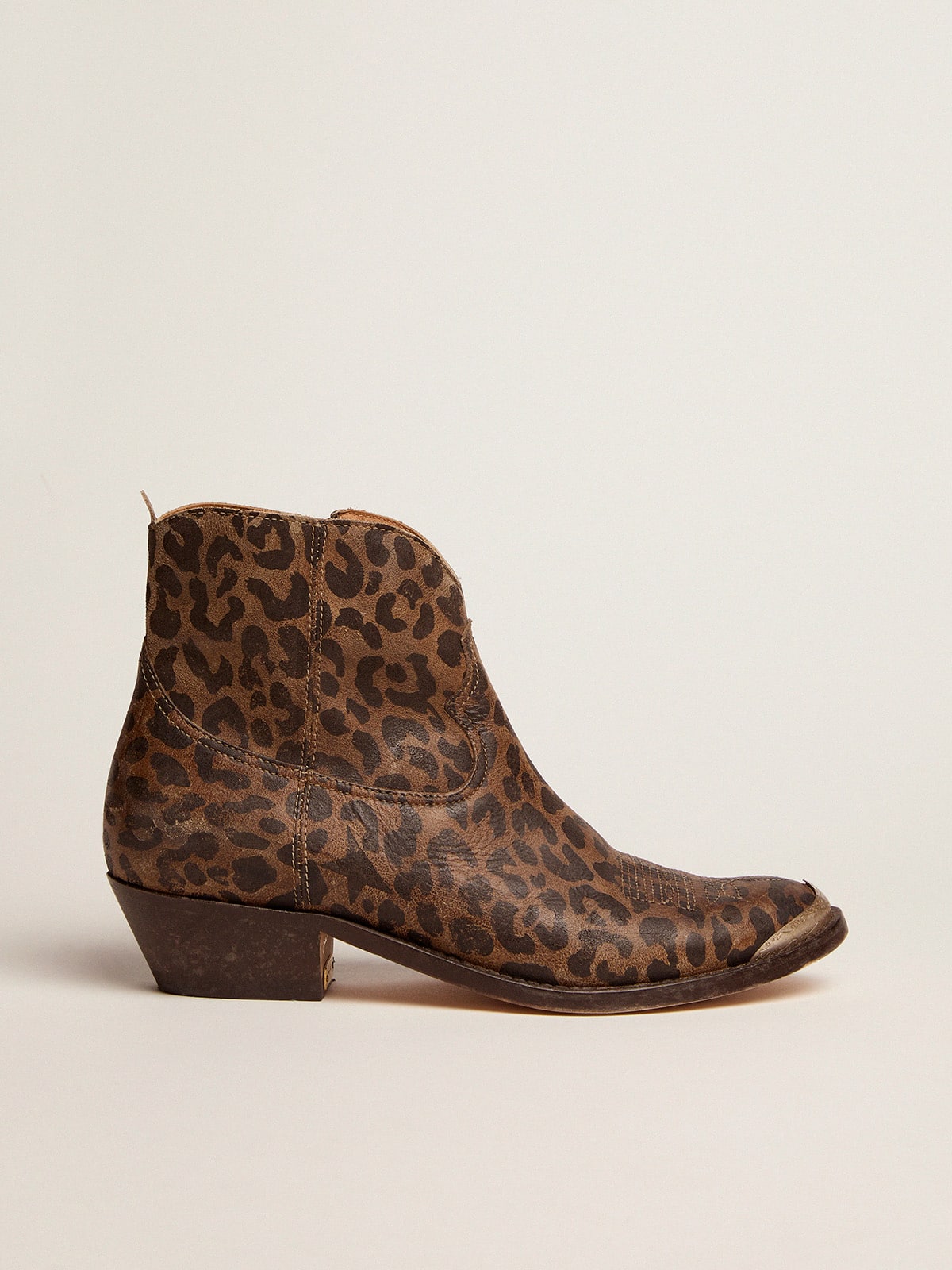 Women's leather ankle boots with leopard print| Golden Goose