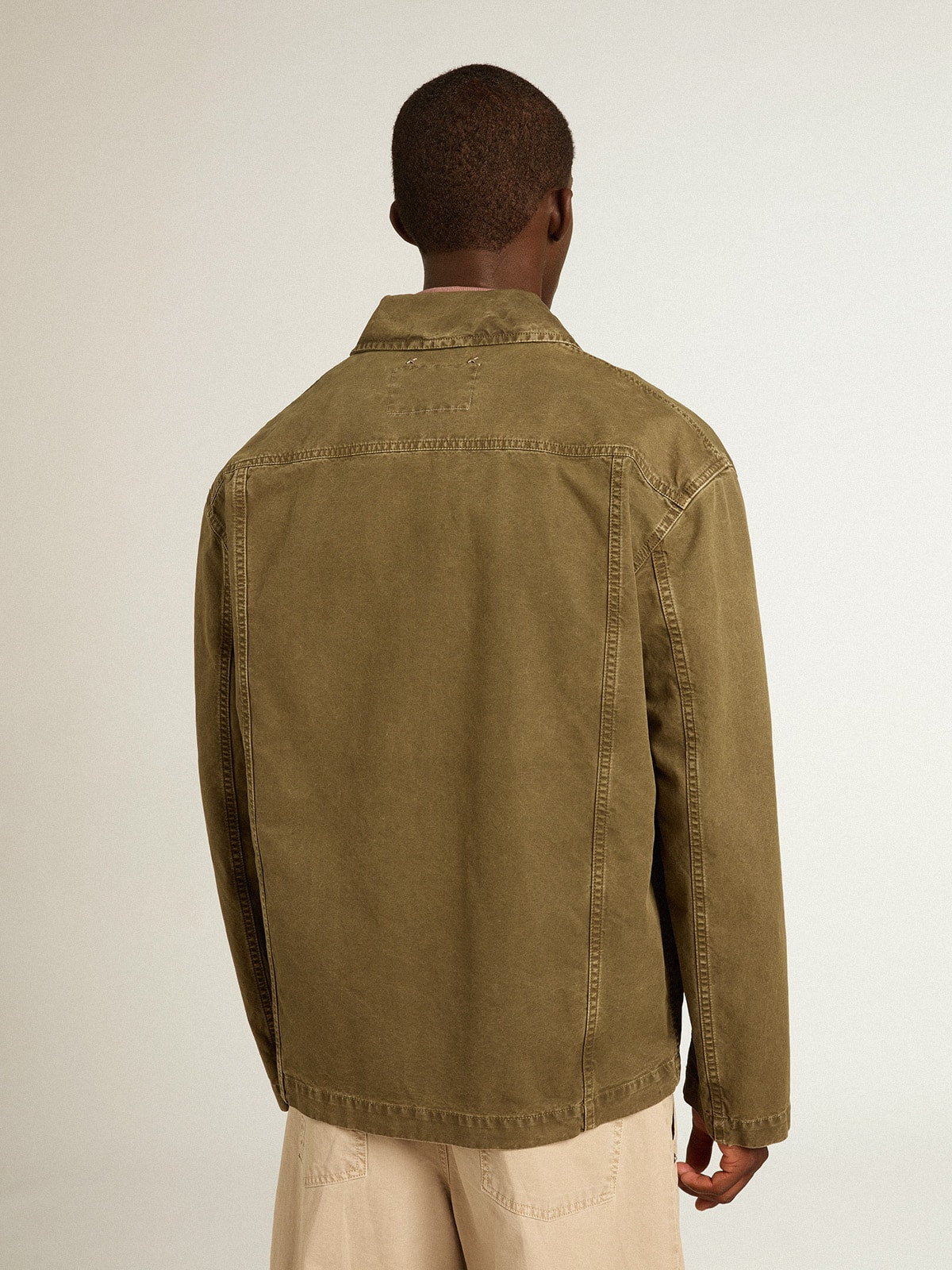 Men's olive-colored cotton shirt
