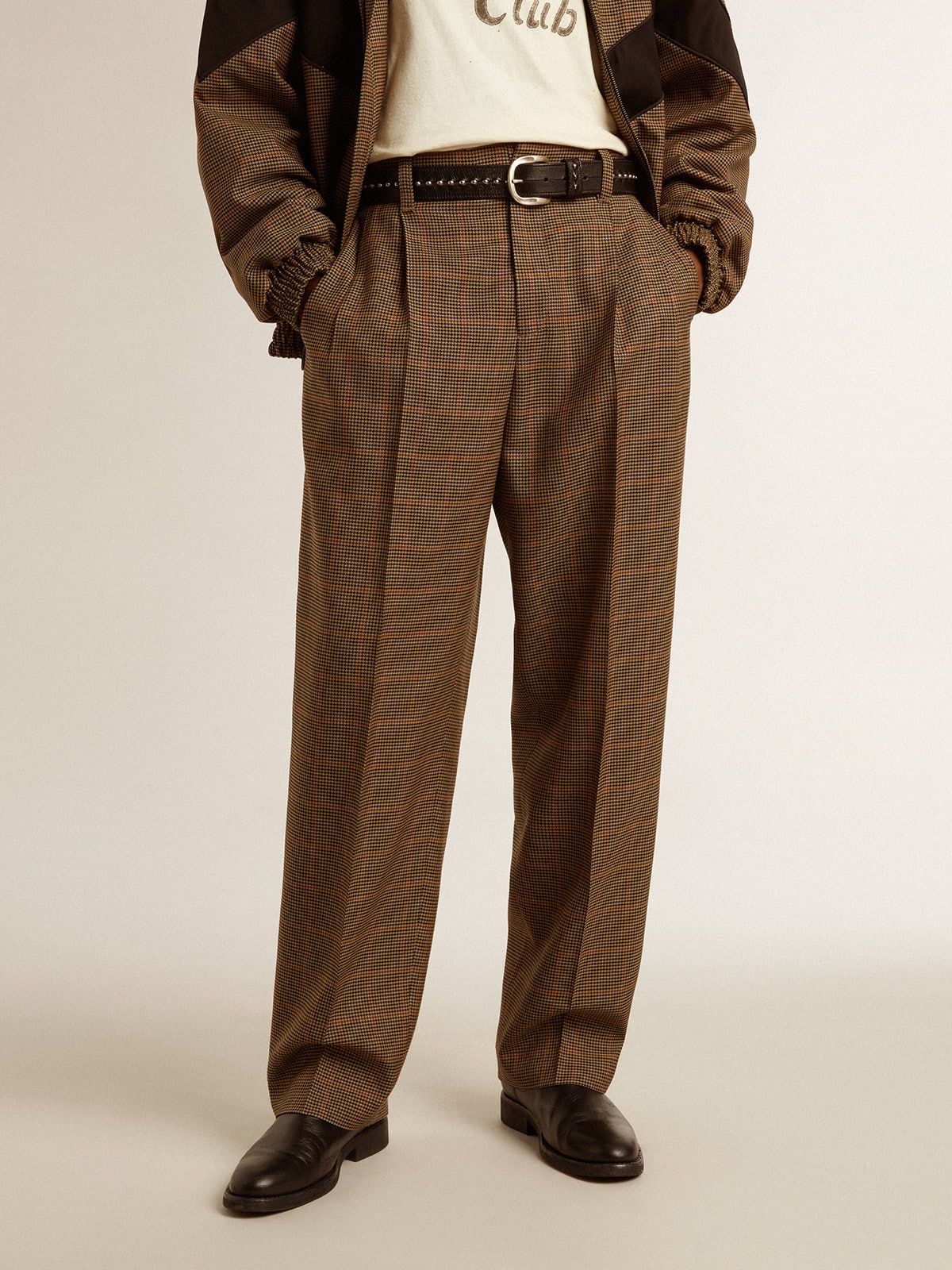 Men's pants in three-colored houndstooth